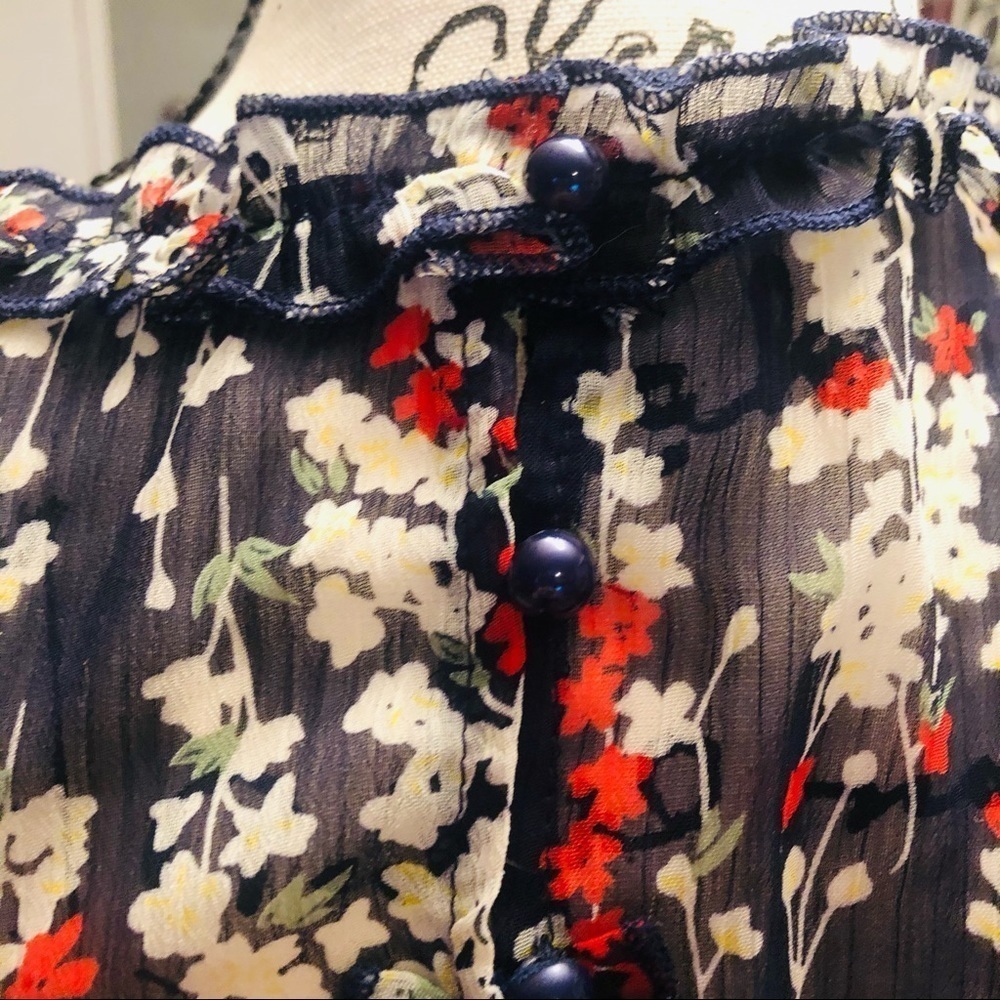 Floral Ruffle Tiered Mini Dress Open Back Long Sleeve NWT - Picture 5 of 8